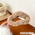 Plush camel faux fur claw clip 12cm for autumn and winter soft hair accessory - Camel Maillard Style Plush Scrunchie