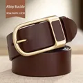 Ceinture homme en cuir marron foncé vintage avec boucle dorée mate de 3,8 cm - Gaine de Cuir Dorée Café / 120cm