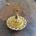 Golden luxury hollow incense burner with Ramadan crescent moon and star design - Moon & Star