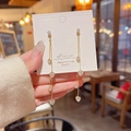 Elegant gold S925 silver fringe earrings with sparkling heart-shaped zircon crystals - Heart Link Tassel (E0239)