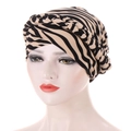 Turban à imprimé zèbre avec bande tressée noir et marron clair pour femmes - Rayures Zèbre Kaki