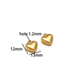 18K gold plated heart charm for DIY jewelry, 12mm stainless steel pendant - Gold Heart 07