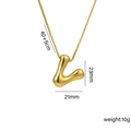 18k gold plated stainless steel balloon style puffy letter L pendant necklace - V Gold