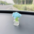 Mini glass vase car ornament with blue flowers on dashboard for interior decoration - Light Blue Gypsophila