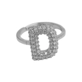 Silver adjustable balloon bubble letter D ring featuring sparkling pave cubic zirconia - Silver Ring D