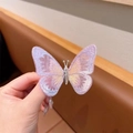 Chinese style butterfly hair clip with purple gradient embroidery and sequins - Purple Embroidered Butterfly / Purple
