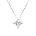 Elegant S925 sterling silver necklace featuring a princess cut moissanite pendant - Princess Cut Style (N12962) - 1ct + GRA Certificate