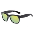 Kinder-Sonnenbrille in Schwarz mit gelb-grün verspiegelten Gläsern und UV-Schutz - Schwarzer Rahmen Goldspiegel