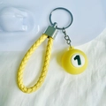 Portachiavi mini palla da biliardo con cinturino in tessuto giallo e palla numero 1 - N.1 (Giallo)