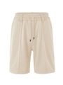 Men's loose knit sports shorts in beige featuring elastic drawstring waist and textured fabric - S / Beige