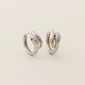 Orecchini a cerchio serpente in argento s925 con zirconi blu e trasparenti - Argento 925 / Oro Bianco