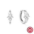 S925 sterling silver hoop earrings with marquise and rectangular cut cubic zirconia - Geometric Teardrop Style / Platinum #2