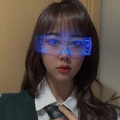 Cyberpunk LED glowing glasses with blue light for rave parties and technology events - Single Button Control Multicolor