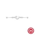 S925 sterling silver industrial barbell piercing with moon and star zircon chain design - Moon Star Style (Single White Gold #1)