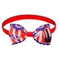 Detailed close-up of Independence Day pet bowtie with American flag stars and stripes pattern - Top Hat Rocket Fun Print