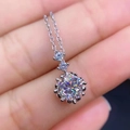 Handheld silver necklace with brilliant round diamond pendant and sparkling cubic zirconia - Round Necklace Xl-93 [with Chain]