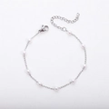 Elegant stainless steel 4mm pearl bracelet with 18k gold plating and adjustable chain - 4mm / Bracelet 17+5cm / Steel