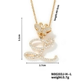 Gold letter L necklace with butterfly design and cubic zirconia inlays - Butterfly Letter L Pendant Style (N00203J-H--L)
