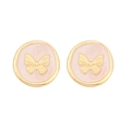 French vintage butterfly stud earrings with gold plating and light pink enamel - White