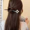 Elegante fermaglio per capelli in legno nero con perle e camelia per acconciature - 11# Bastoncino per Capelli - Camelia Nera