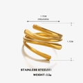 Minimalistische 18K vergulde roestvrijstalen spiraal open ring met wikkel ontwerp - Goud