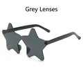 Trendy rimless star-shaped party sunglasses featuring dark grey lenses for festivals - Black