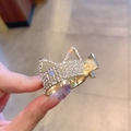 Golden cat ear hair claw clip with sparkling rhinestones for high ponytail styling - Gold Rhinestone Cat Ears