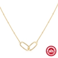 Minimalist S925 sterling silver interlocking double ring necklace with gold finish - 925 Silver / Gold