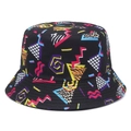 Sombrero tipo pescador Panamá con estampados animales de neón y motivos retro - M / Geométrico neón retro