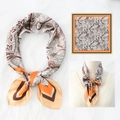 70x70cm vintage chain horse silk scarf in elegant orange and paisley patterns - 70*70cm / Coffee Orange Paisley (16)