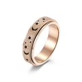 Anillo giratorio de oro rosa con estrellas y luna caladas para aliviar el estrés - US 6 / Oro rosa