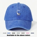 Dark blue washed cotton baseball cap with white Silly text and duck embroidery - One Size / Royal Blue