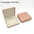 Boîte à bijoux en cuir PU champagne avec collier de perles et doublure en velours - Boîte à Perles / Bleu foncé