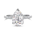 Elegante anello in argento S925 con zircone bianco a goccia e fascia con micro-pavé - US 7 / Argento-Bianco