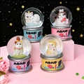 Luminous cat themed glass ball ornament with glitter base and starry background - MOMO Canned Cat (No. 60 Canned Cartoon) / 45# Light + Snow (Random One)