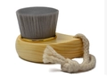 Cepillo manual de limpieza facial con mango de madera de haya y cerdas grises suaves - Aro Dorado Carbón Cabeza Plana / Cepillo Suelto