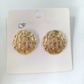 18K gold plated hollow woven geometric earrings with round vintage stainless steel design - Round Hollow Woven / 18K Gold
