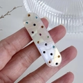 Pearlescent white acetate hair clip with colorful rhinestones in a marble texture finish - 5.3cm / Iridescent White