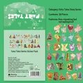 Fairy tale sticker set with 30 unique non-waterproof illustrations on mint background - XCC045 Fairy Tales - 30 Sheets/Pack