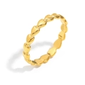 Anillo abierto minimalista de acero inoxidable chapado en oro 18K con corazones - Anillo Abierto De Mini Corazón Minimalista / Dorado