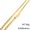 Collana a catena a corda in acciaio inossidabile placcato oro 18K per uomo donna 650x4mm - Collana Color Oro (KN297833-Z)