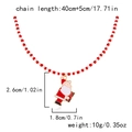 Handmade Santa Claus beaded necklace with red and white beads and size measurements - Santa Claus Pendant-Red White Beads
