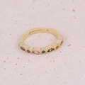 Detail of gold-plated eye ring with marquise-cut colored zircons on stone background - Adjustable Open / Marquise Colorful Zirconia (5#)