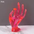 Pink translucent hand-shaped jewelry stand for displaying rings and bracelets - Pink