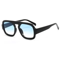 Modern thick black frame aviator sunglasses with gradient blue lenses in a sleek finish - Black Frame Gradient Blue
