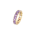 Eternity ring in gold finish with purple triangle-cut zircons all around - Gold - Purple Zirconia