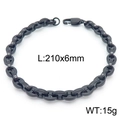 Black stainless steel H-link bracelet with 210mm length and 6mm width dimensions - Bracelet / Black Bracelet (KB163130-KFC)