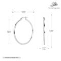 Detailed view of silver hoop earrings with precise measurements and 925 sterling silver stamp - 40mm / Silver