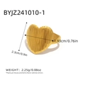 Golden heart-shaped vintage leaf ring with vertical texture and precise size measurements - Heart-Shaped Striped Style (BYJZ241010-1) / Gold
