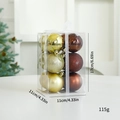 Boules de Noël dorées et chocolat en boîte PVC avec dimensions et poids indiqués - Lot de 12 / Café Doré / 6cm